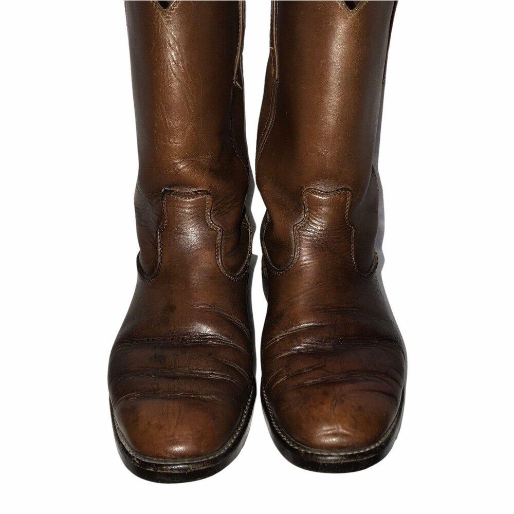 Justin Shortie Oil Proof Mens Western Boots 8.5D Brown Leather Workboots - Picture 3 of 10
